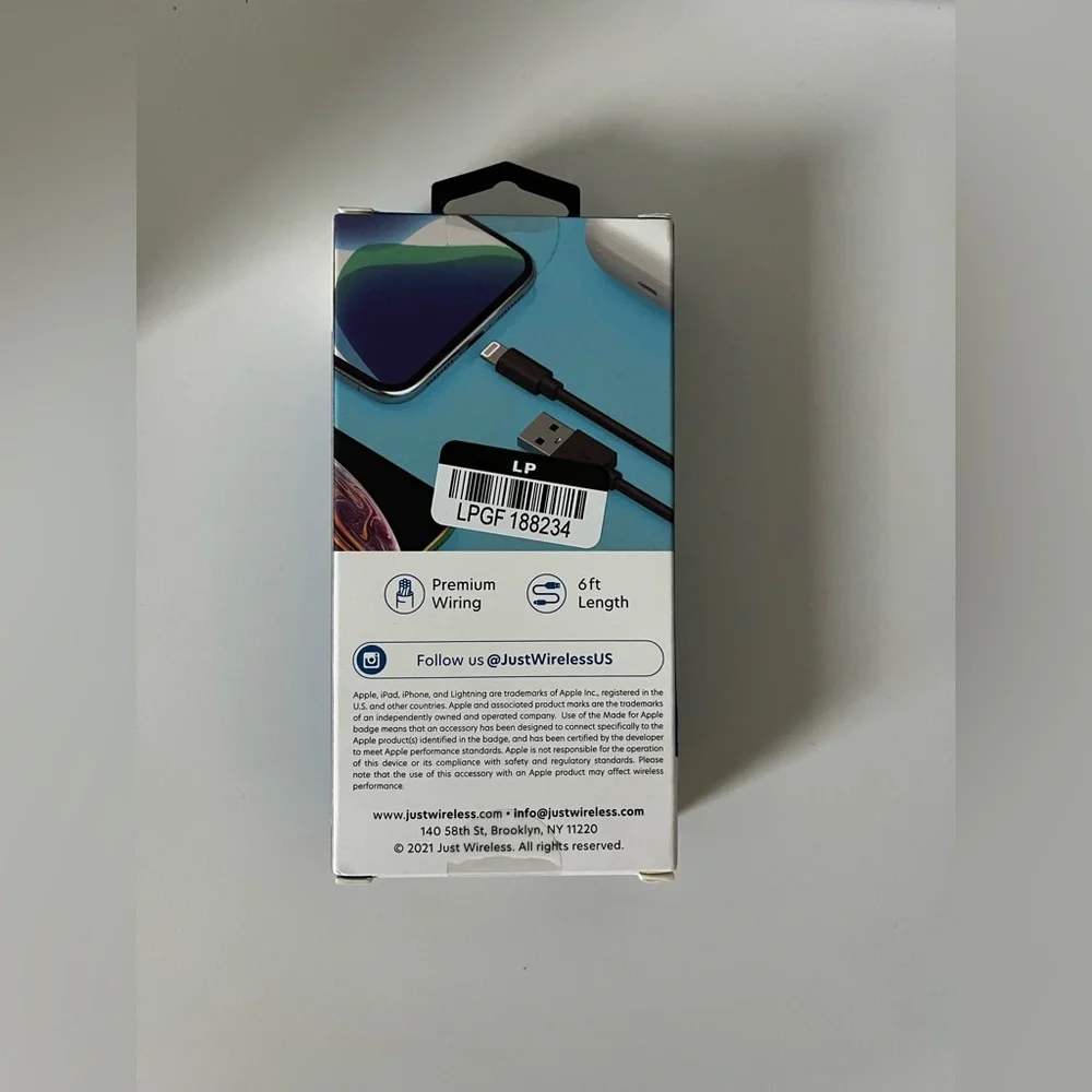 Just Wireless 6ft Black Lightning Cable
